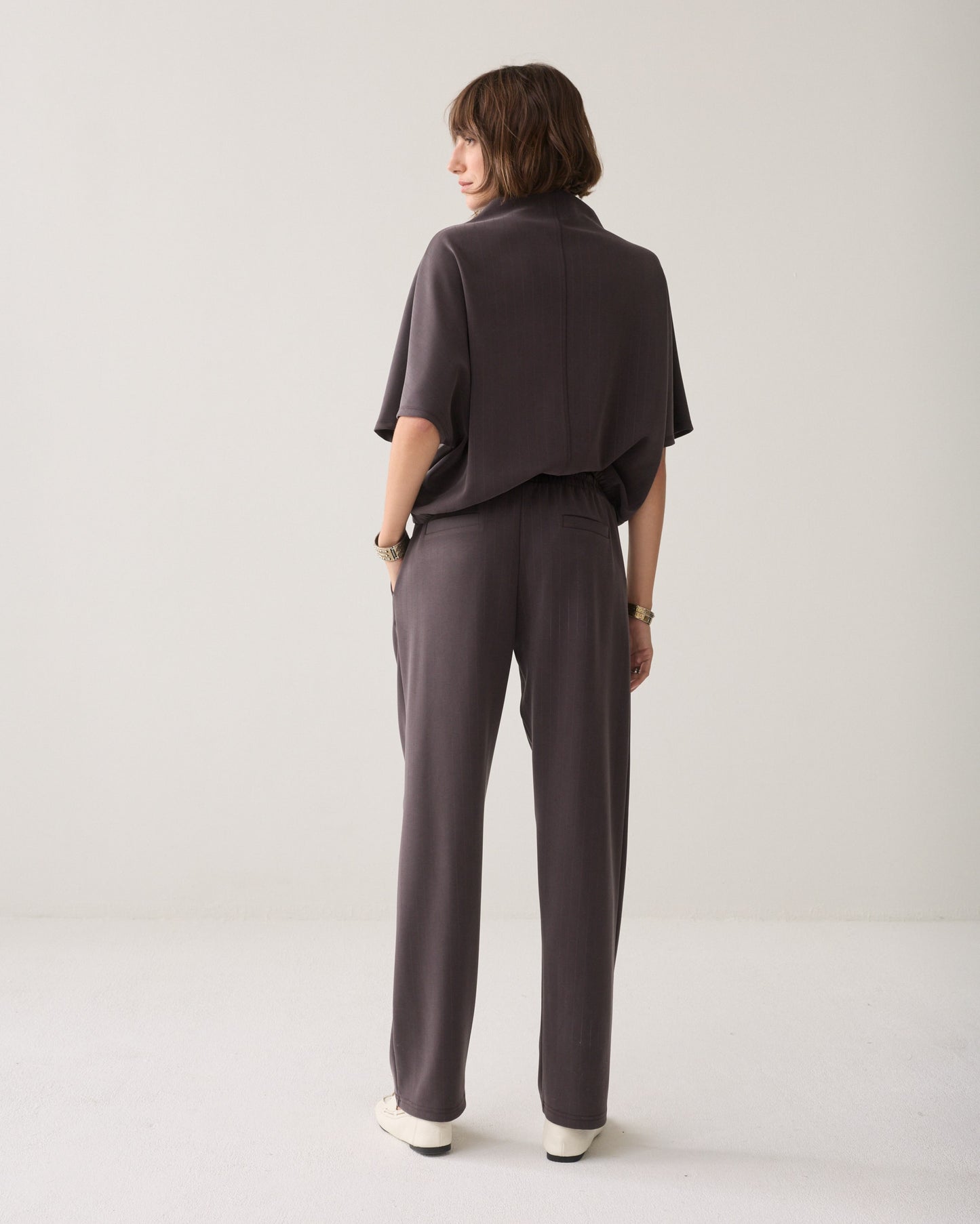 Summum Woman Tapered pants pinstripe scuba