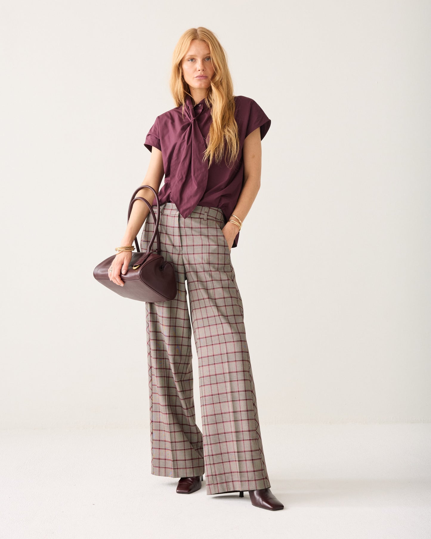 Summum Woman PLAID TROUSERS WITH PIPING