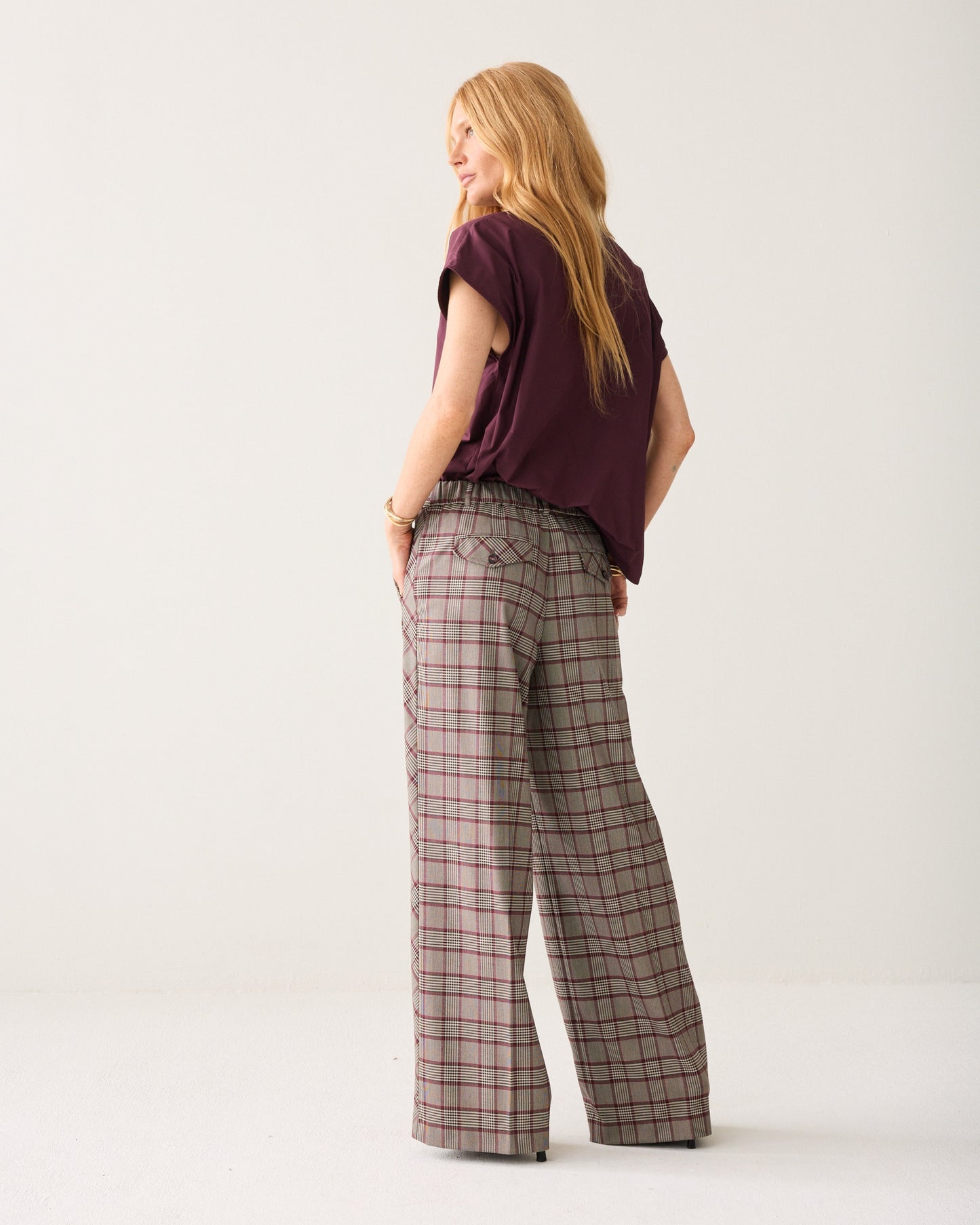 Summum Woman PLAID TROUSERS WITH PIPING