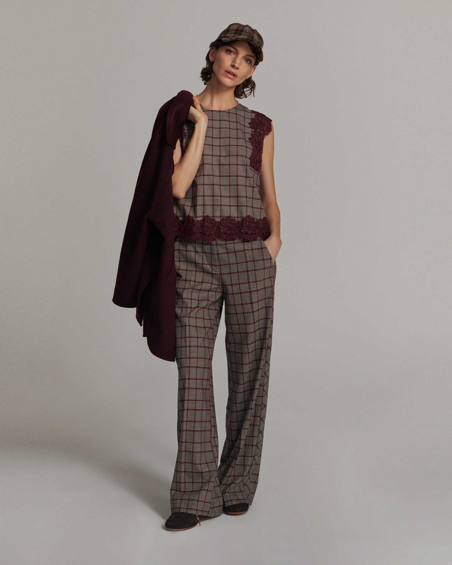 Summum Woman PLAID TROUSERS WITH PIPING