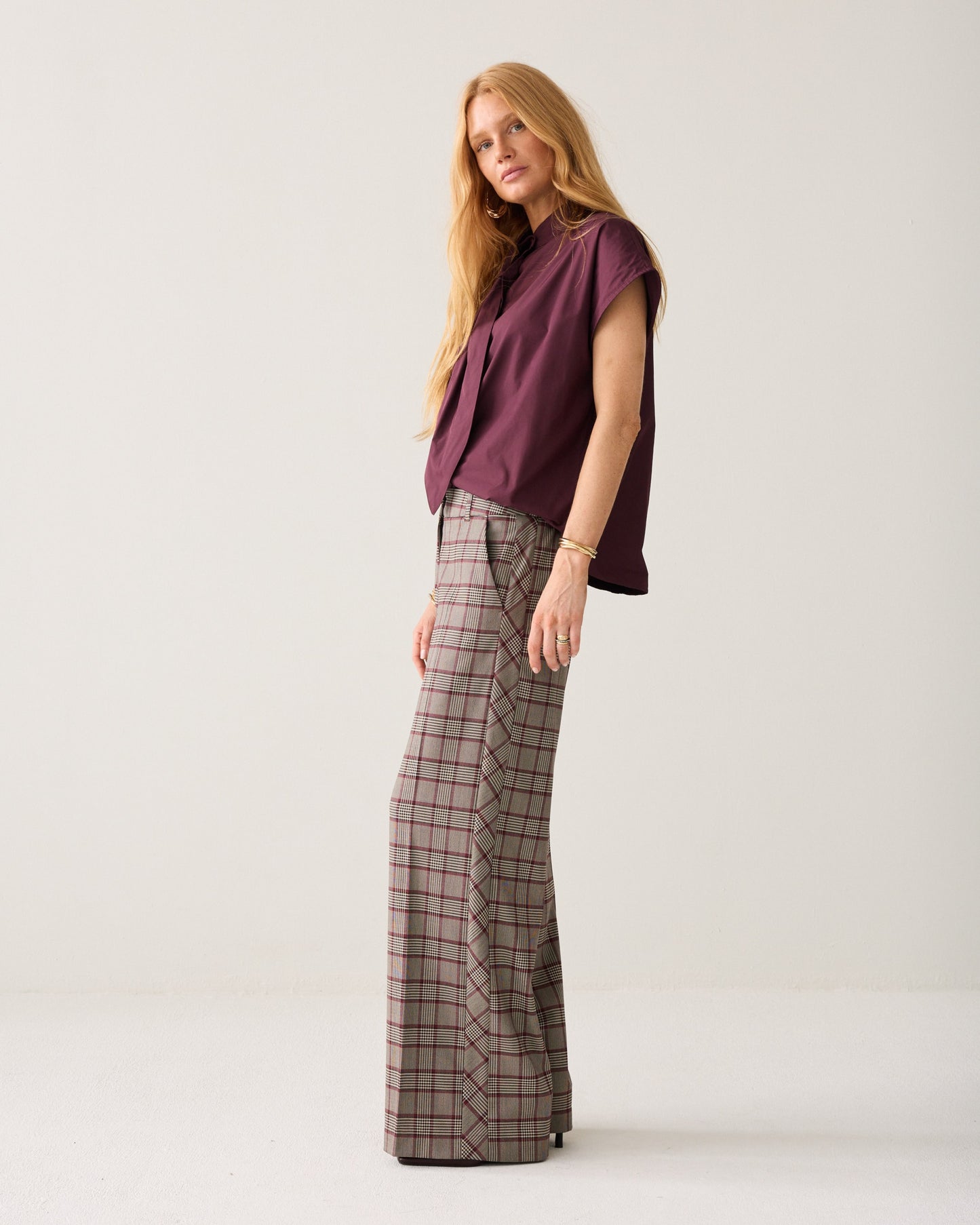 Summum Woman PLAID TROUSERS WITH PIPING