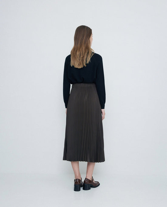 Yerse LONG PLEATED SKIRT KHAKI