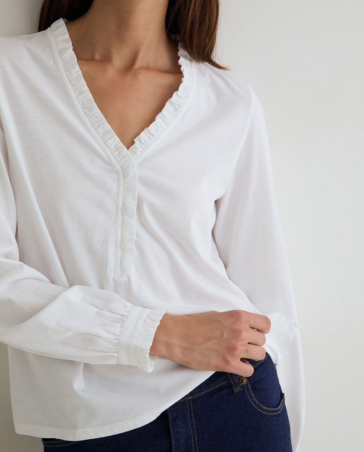 Yerse RUFFLED T-SHIRT White