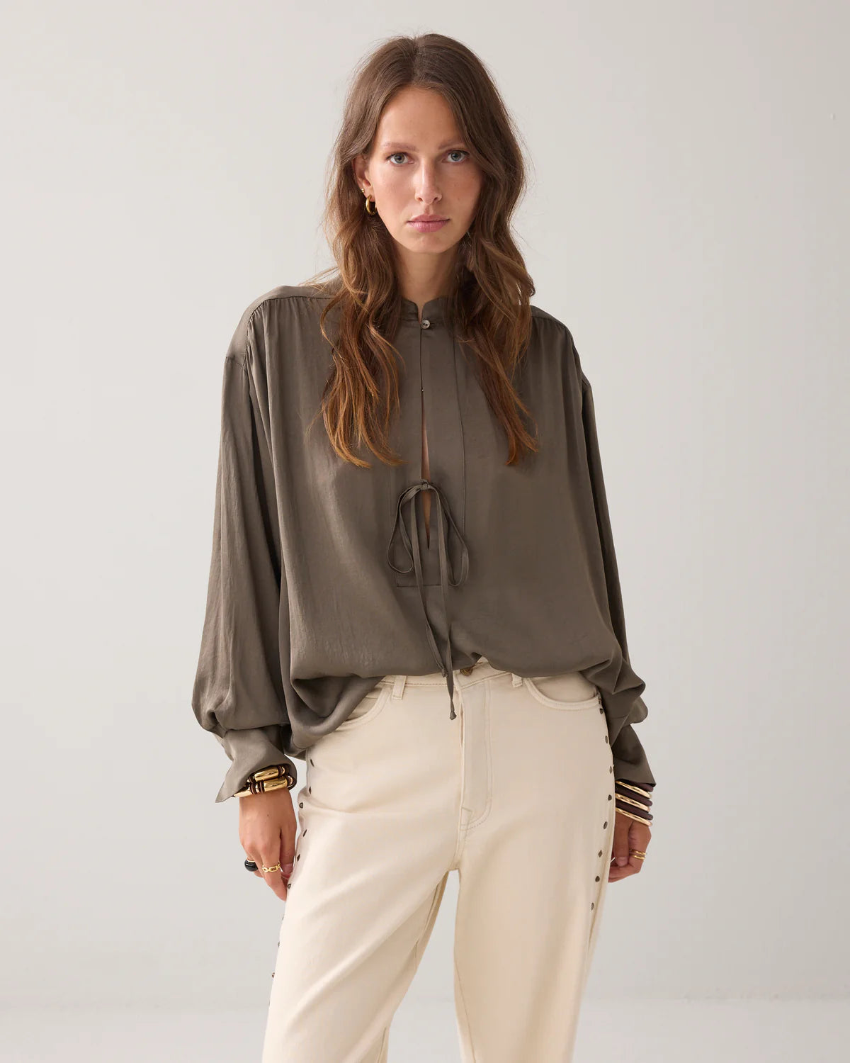 Summum Woman SHINY TOP WITH BOW FASTENING