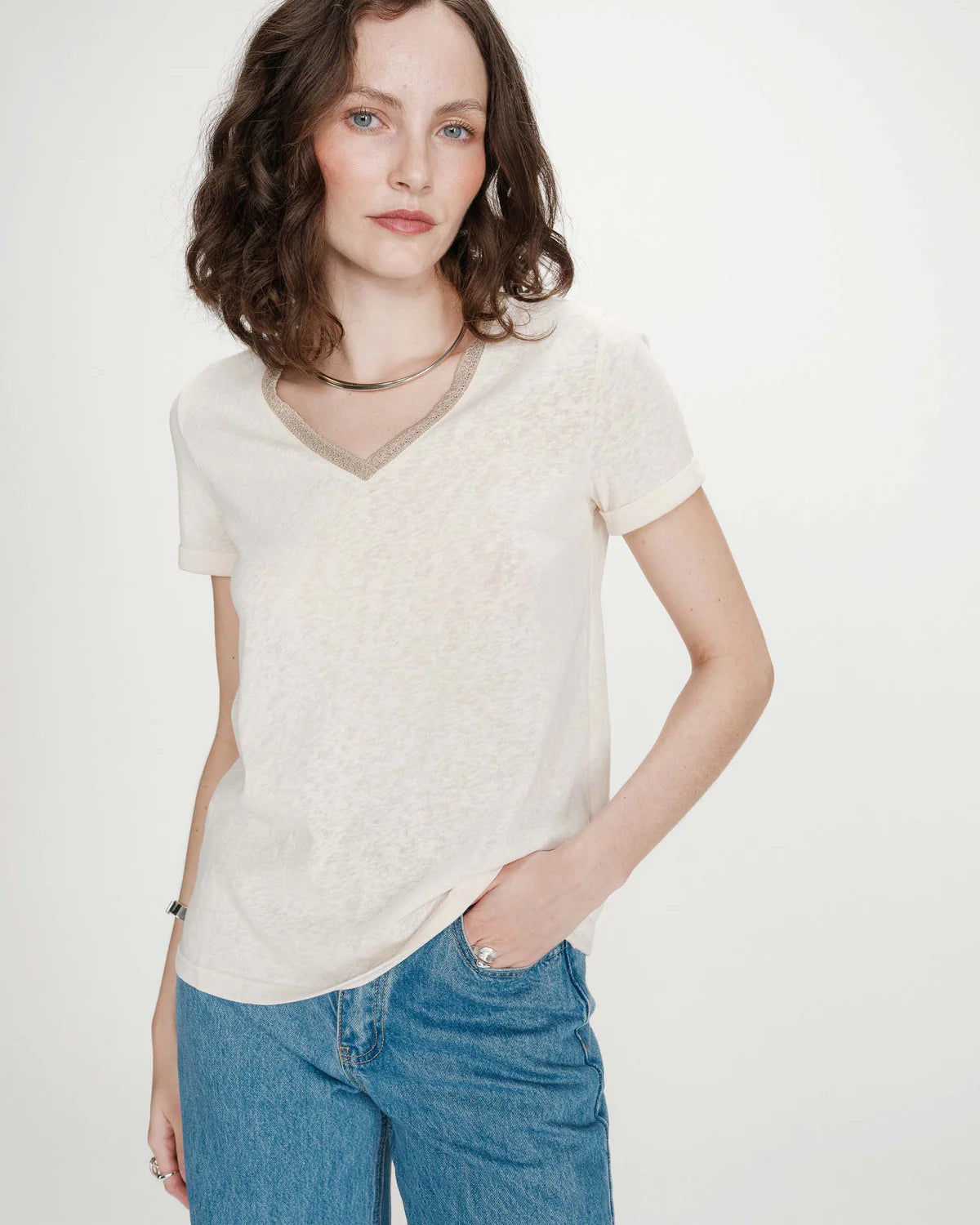 Grace And Mila V-NECK T-SHIRT AMANDE VASCO