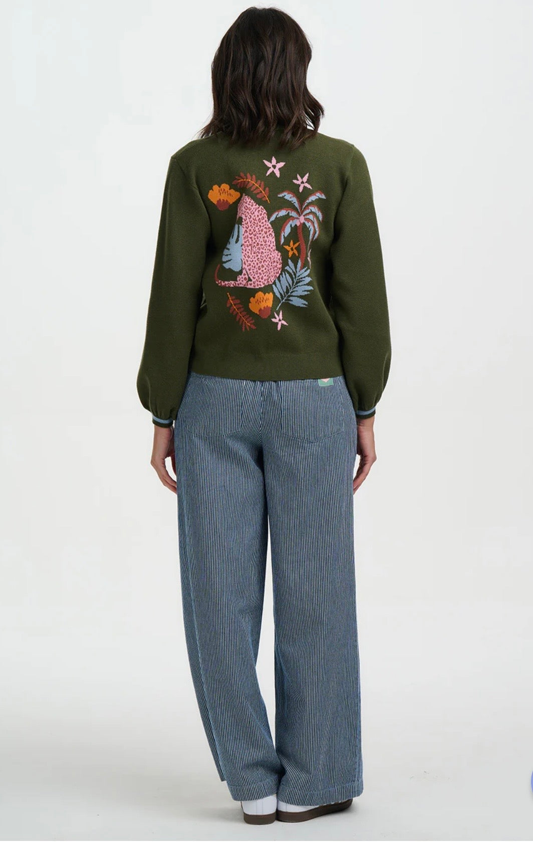 Sugarhill Brighton Adrian Cardigan - Khaki, Leopard Jungle