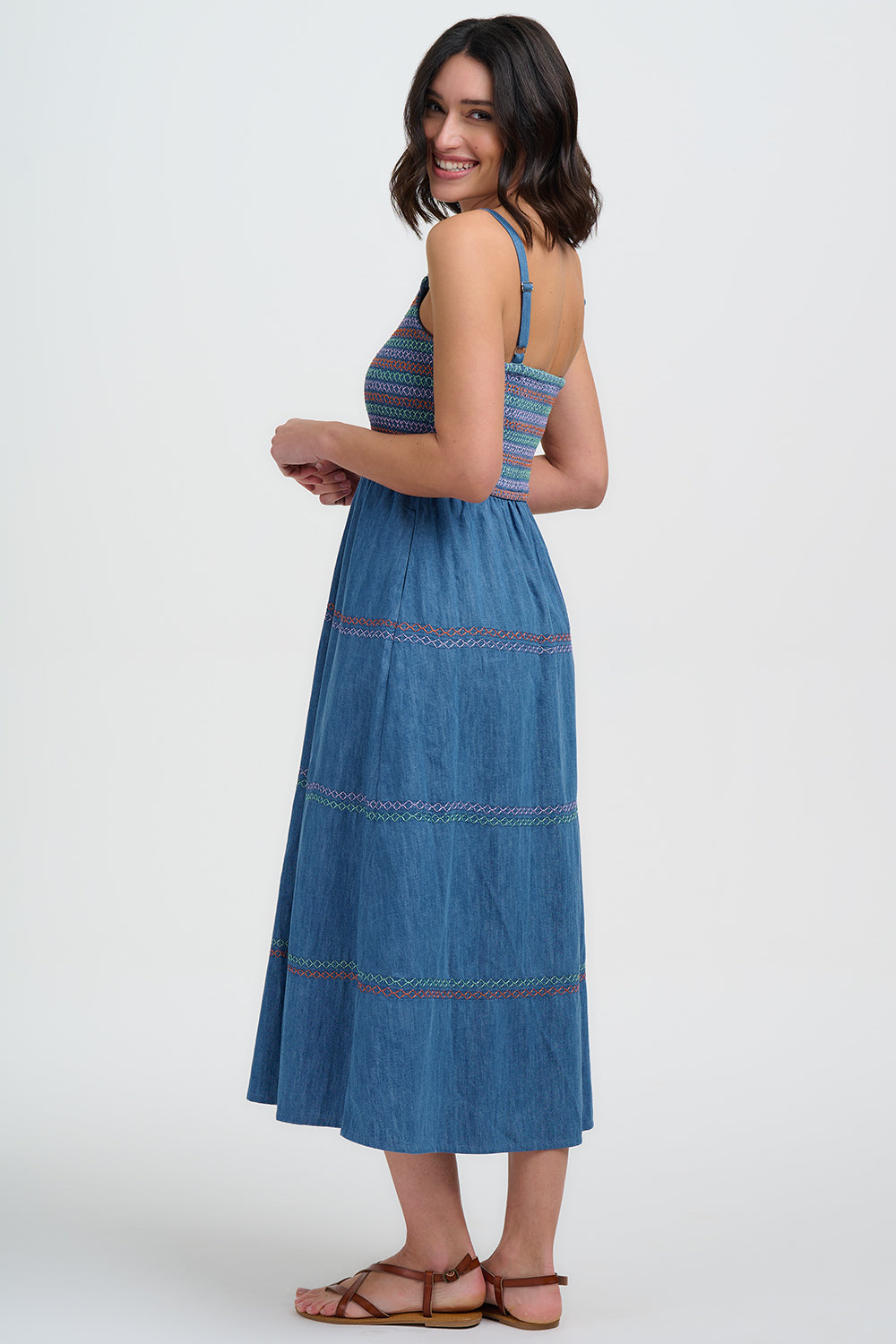 Sugarhill Brighton MURREN SHIRRED MIDI DRESS