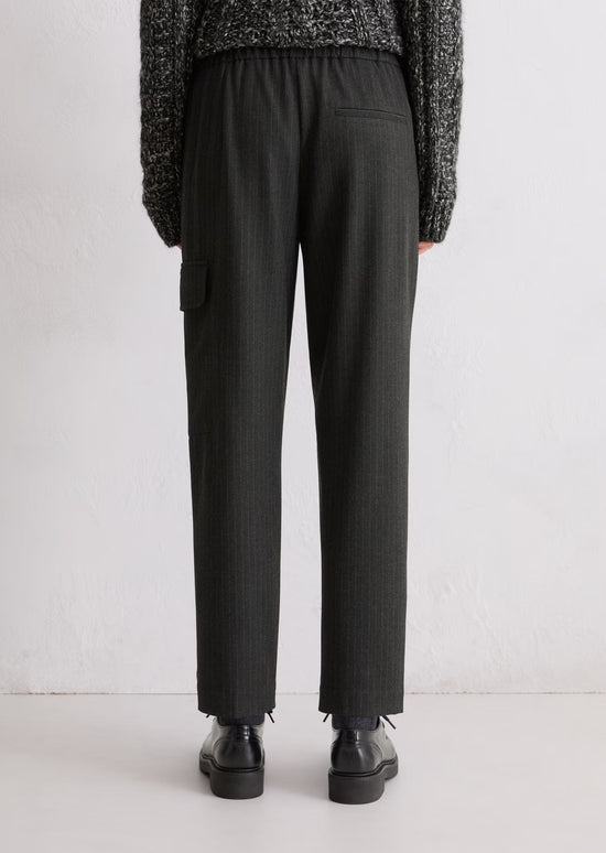 Marc O Polo RELAXED PINSTRIPE FLANNEL TROUSERS MADE FROM A SOFT POLYESTER-VISCOSE BLEND