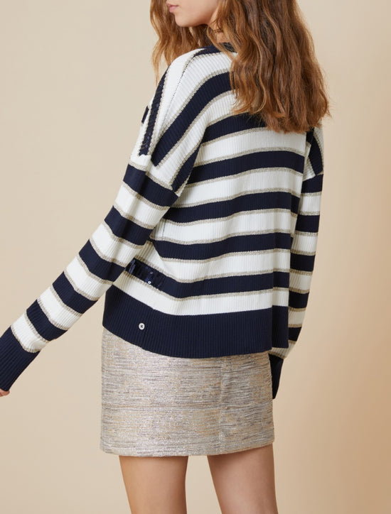 Pennyblack Sequin-adorned striped cardigan