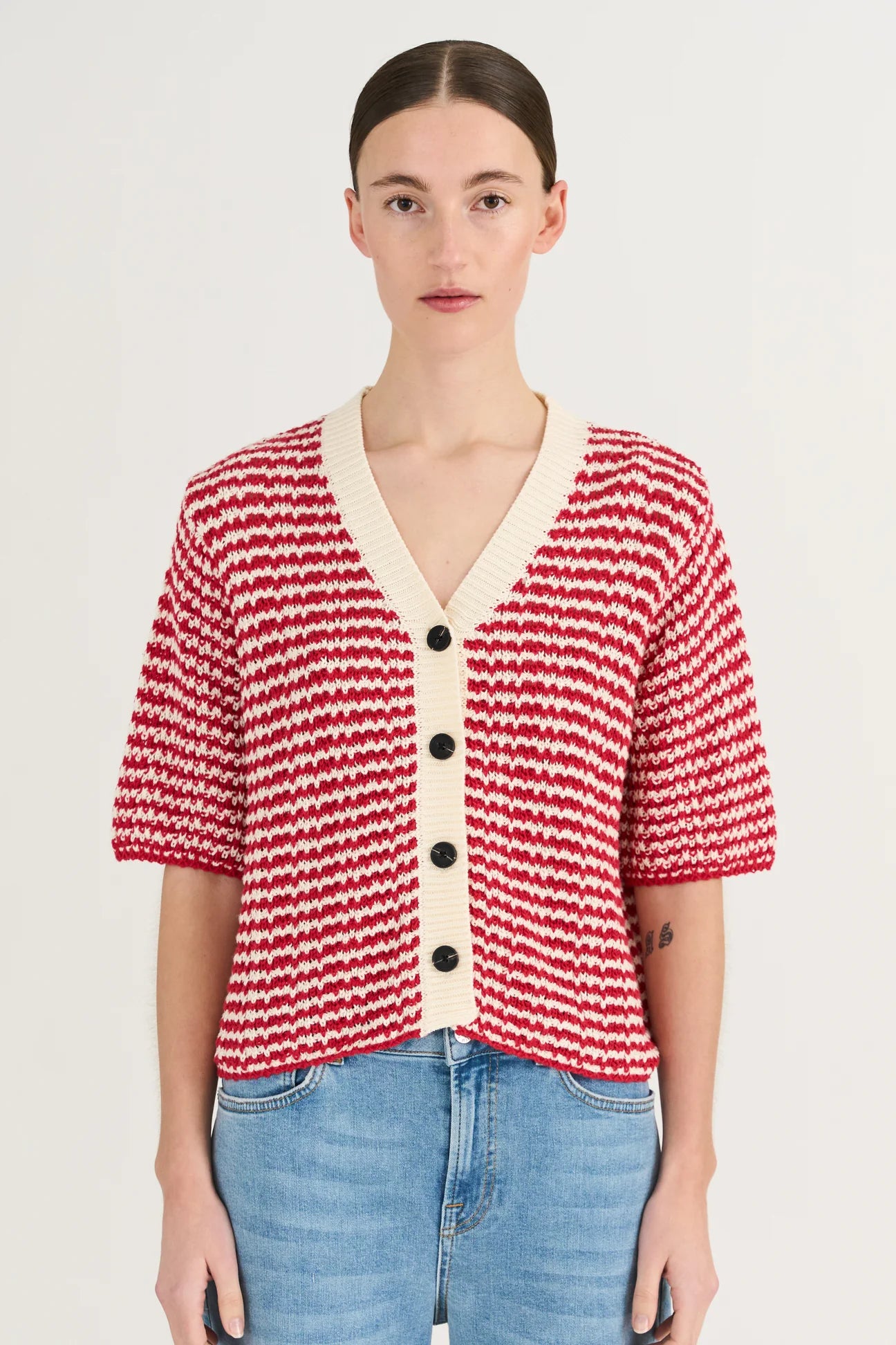 Pieszak PD-Marianne SS Cardigan - Red Ribbon