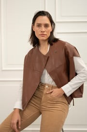 Pieszak PD-Lanni Leather Oversize Jacket - Warm brown