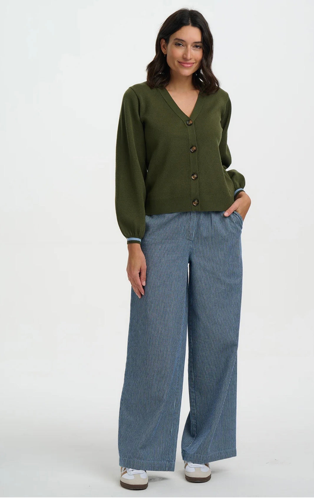 Sugarhill Brighton Adrian Cardigan - Khaki, Leopard Jungle