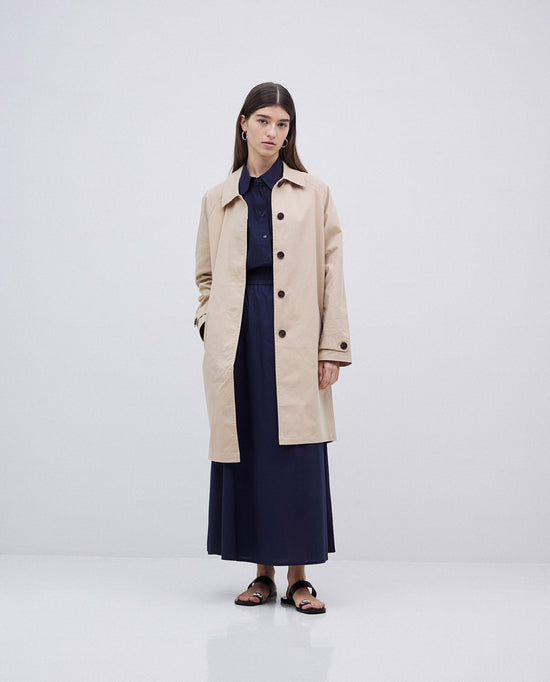 Load image into Gallery viewer, Yerse DARK BLUE POPLIN ELASTIC WAIST SKIRT
