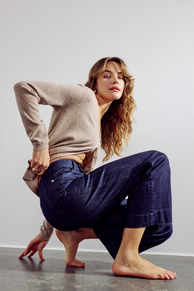 Numph NUPARIS PANT CROP DARK D. BLUE - Dark Denim Blue