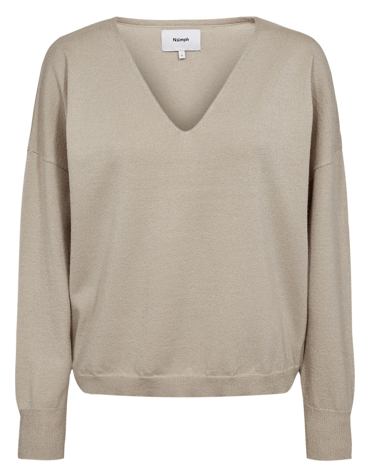 Numph NUDAYLETTA LUREX V-NECK PULLOVER Gray