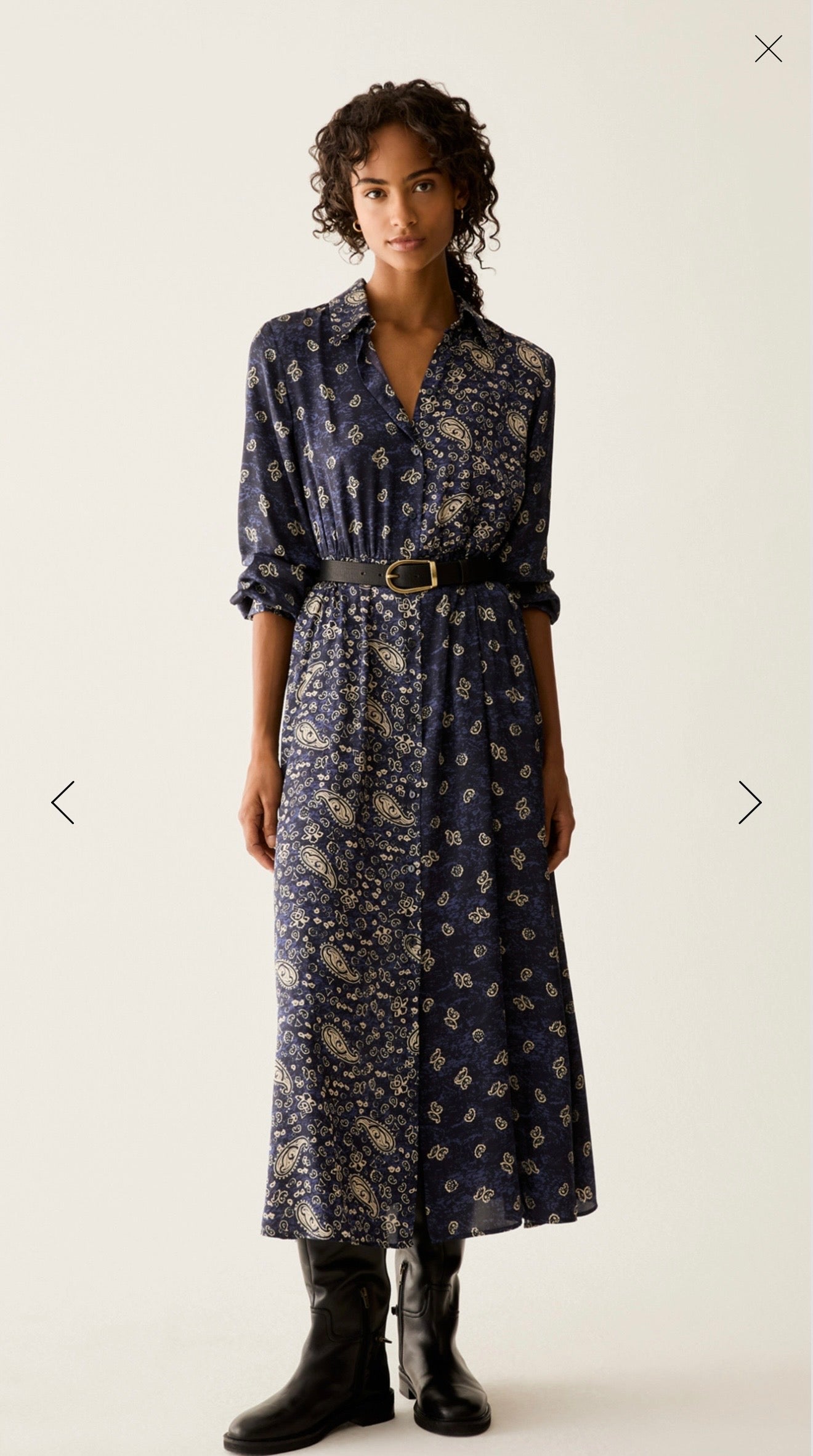Pennyblack Paisley satin shirt dress - NAVY