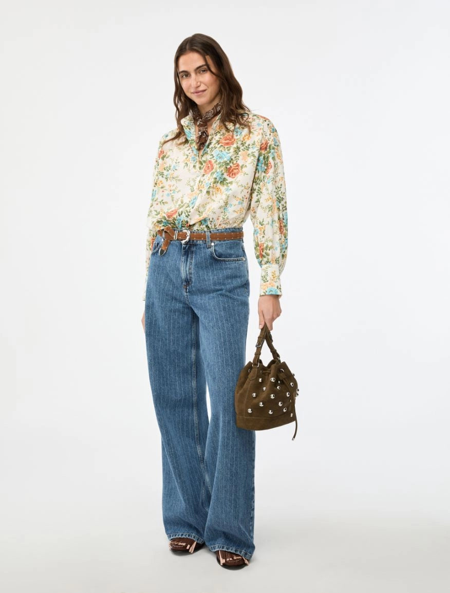 I Blue PRINTED SHIRT Cream