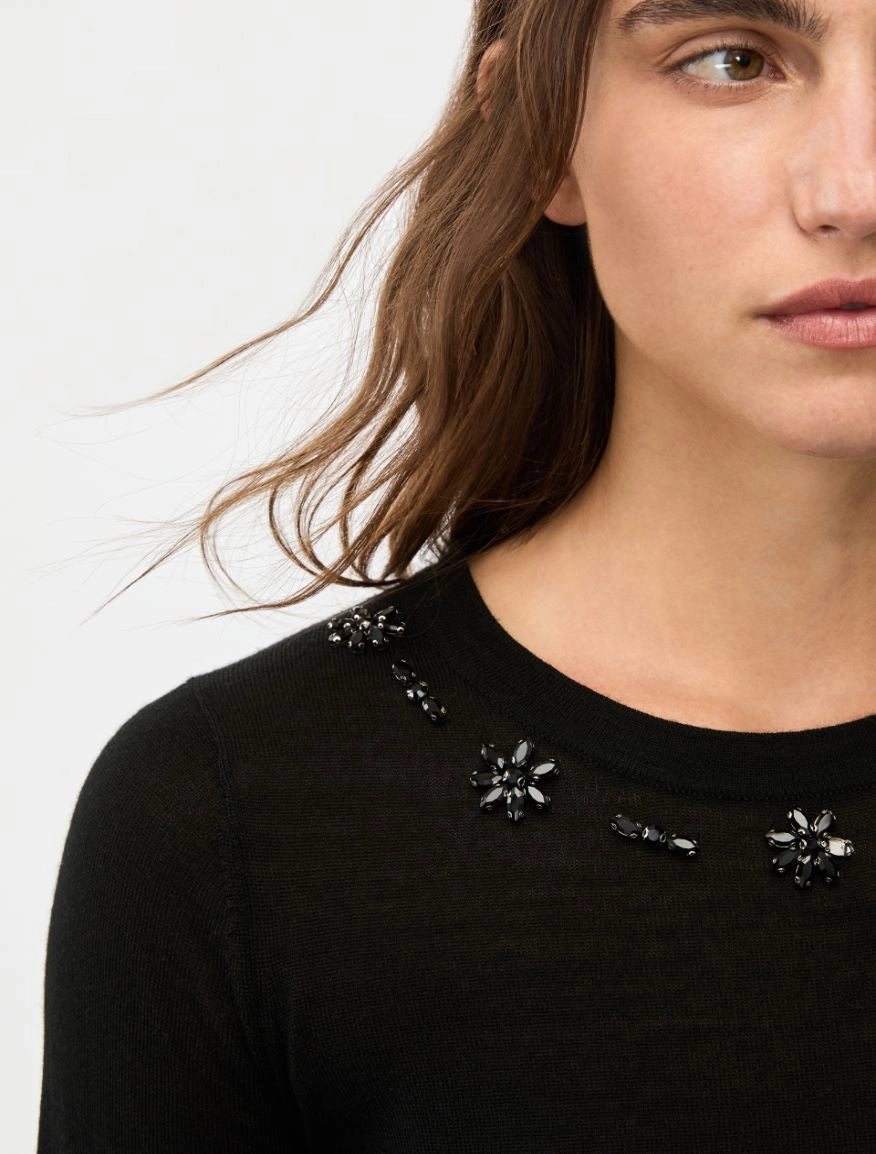 I Blue EMBROIDERED SWEATER Black