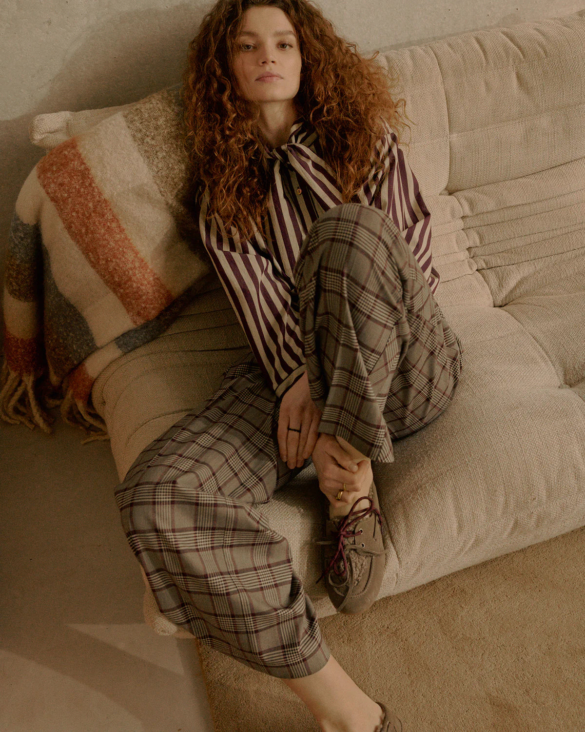Summum Woman PLAID TROUSERS WITH PIPING