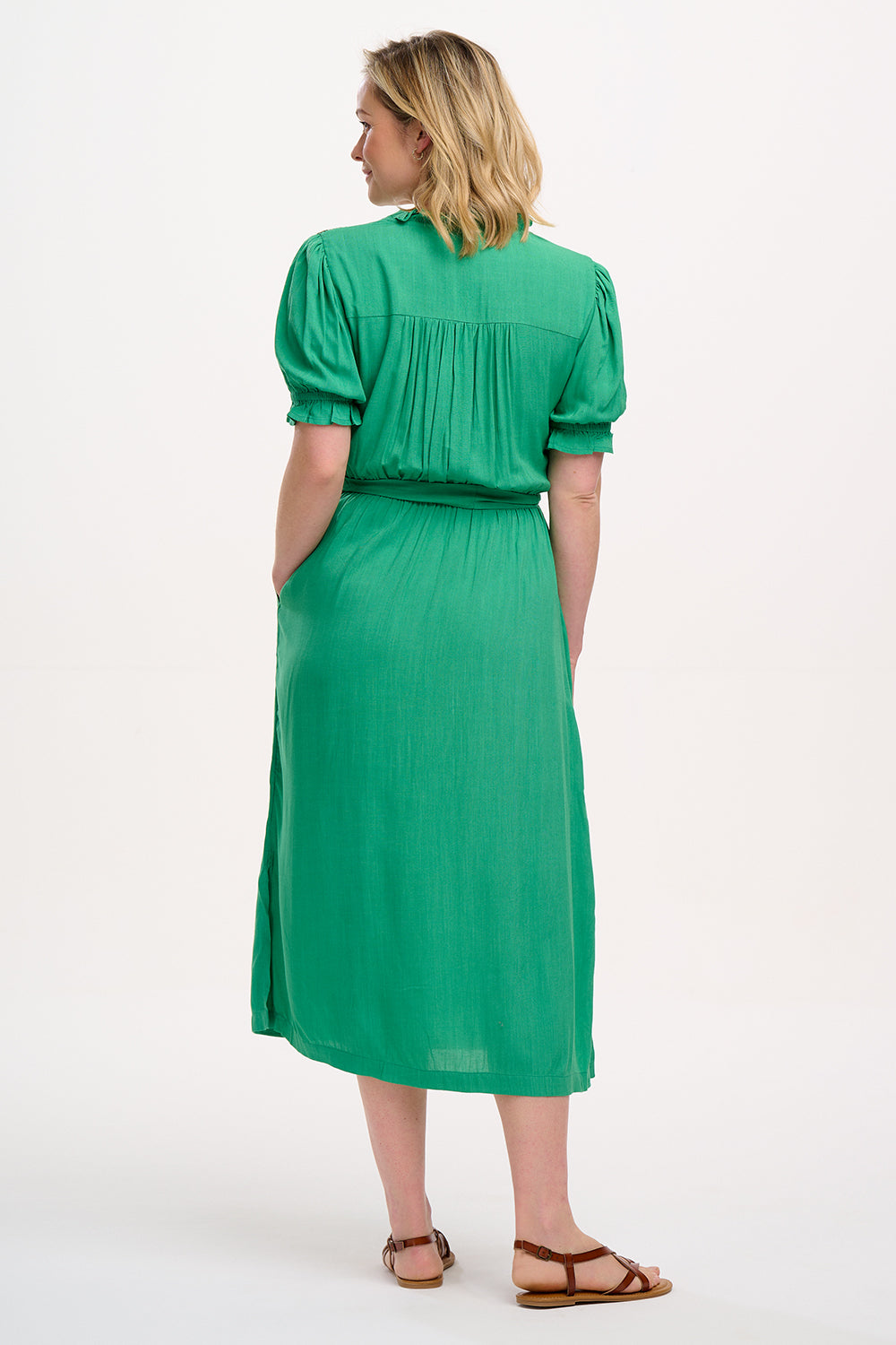 Sugarhill Brighton Carlota Midi Dress - Green, Folk Floral Embroidery