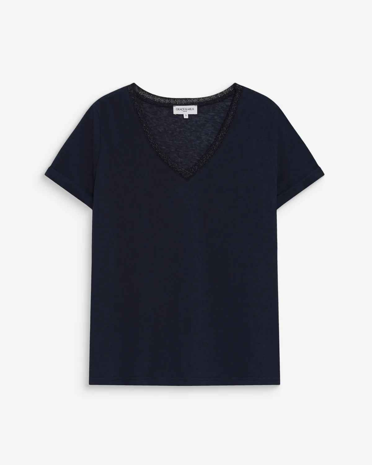 Grace And Mila  V-NECK T-SHIRT MARINE VASCO Navy