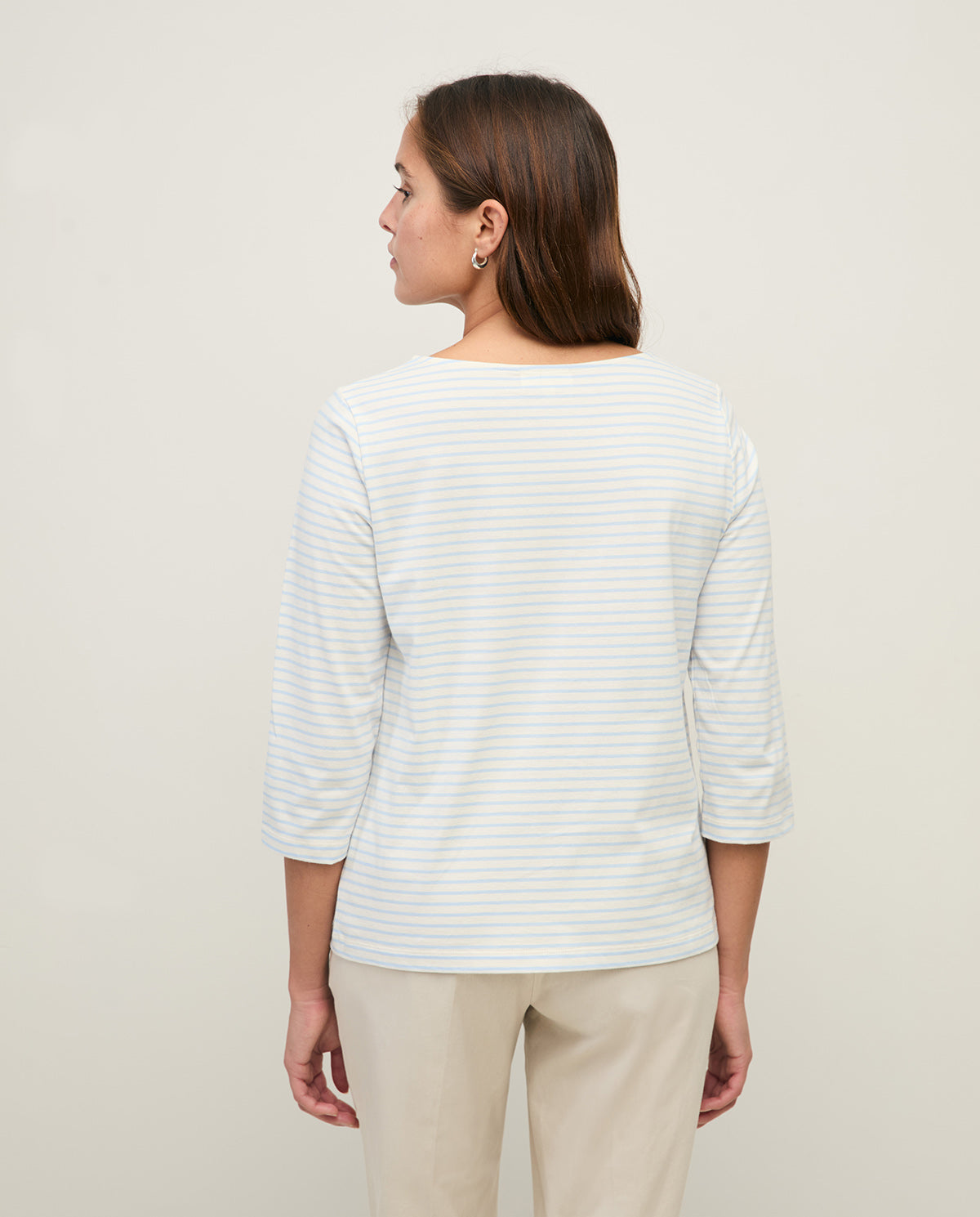 Yerse STRIPED ORGANIC-COTTON BATEAU-NECK T-SHIRT S