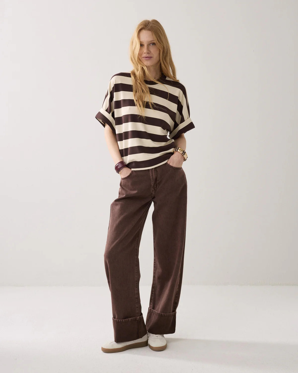 Summum Woman STRIPED HEAVY JERSEY TOP