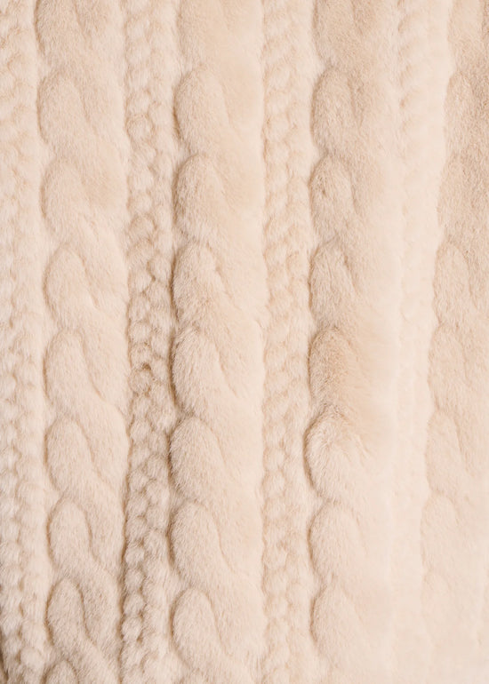 La Fee Maraboutee Short ecru coat with faux fur