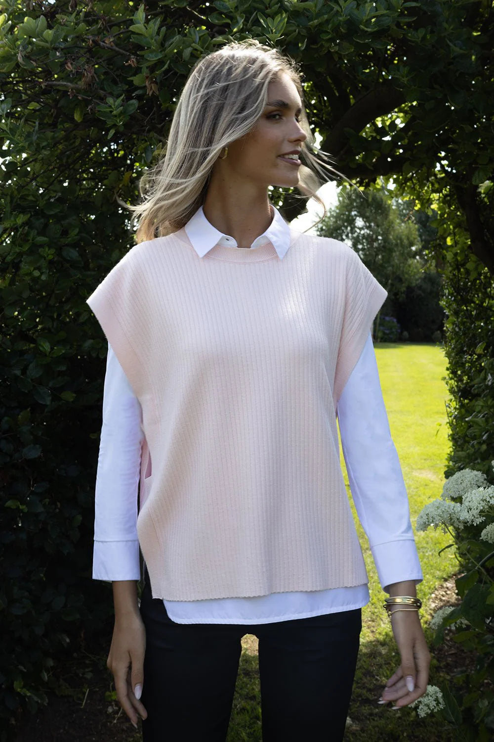 No2mor0 Messina Ribbed Gilet Pink