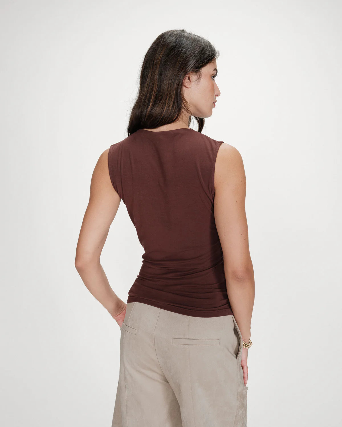 Grace And Mila DRAPED SLEEVELESS TOP CHOCOLAT VALLEY
