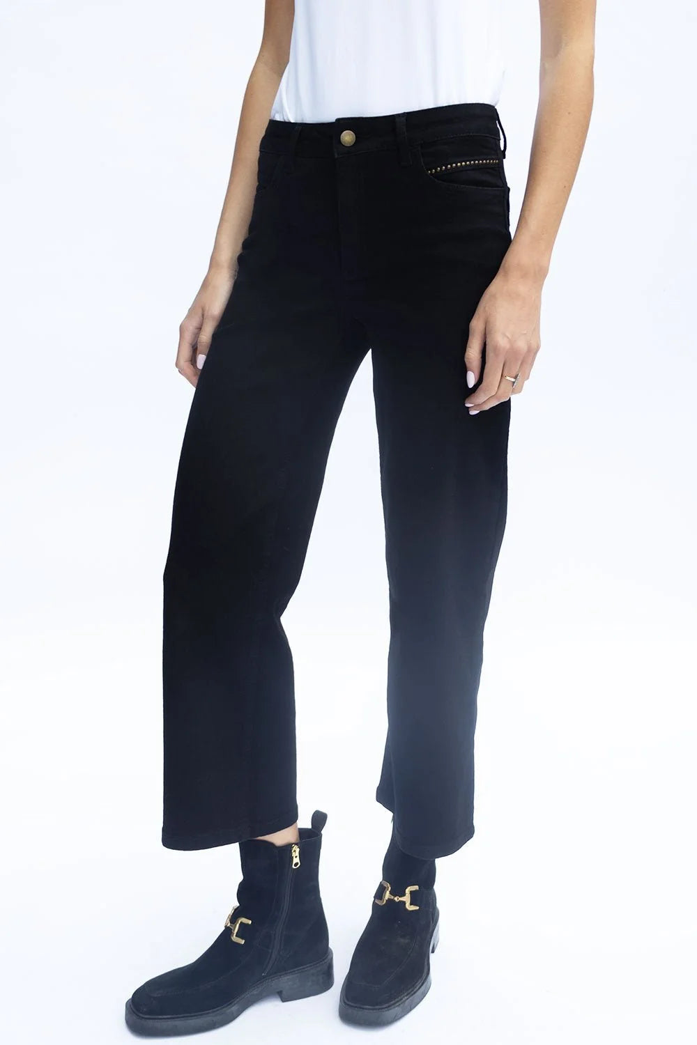 No2mor0 Napoli Wide Leg Denim Jean – 27″ Leg Black