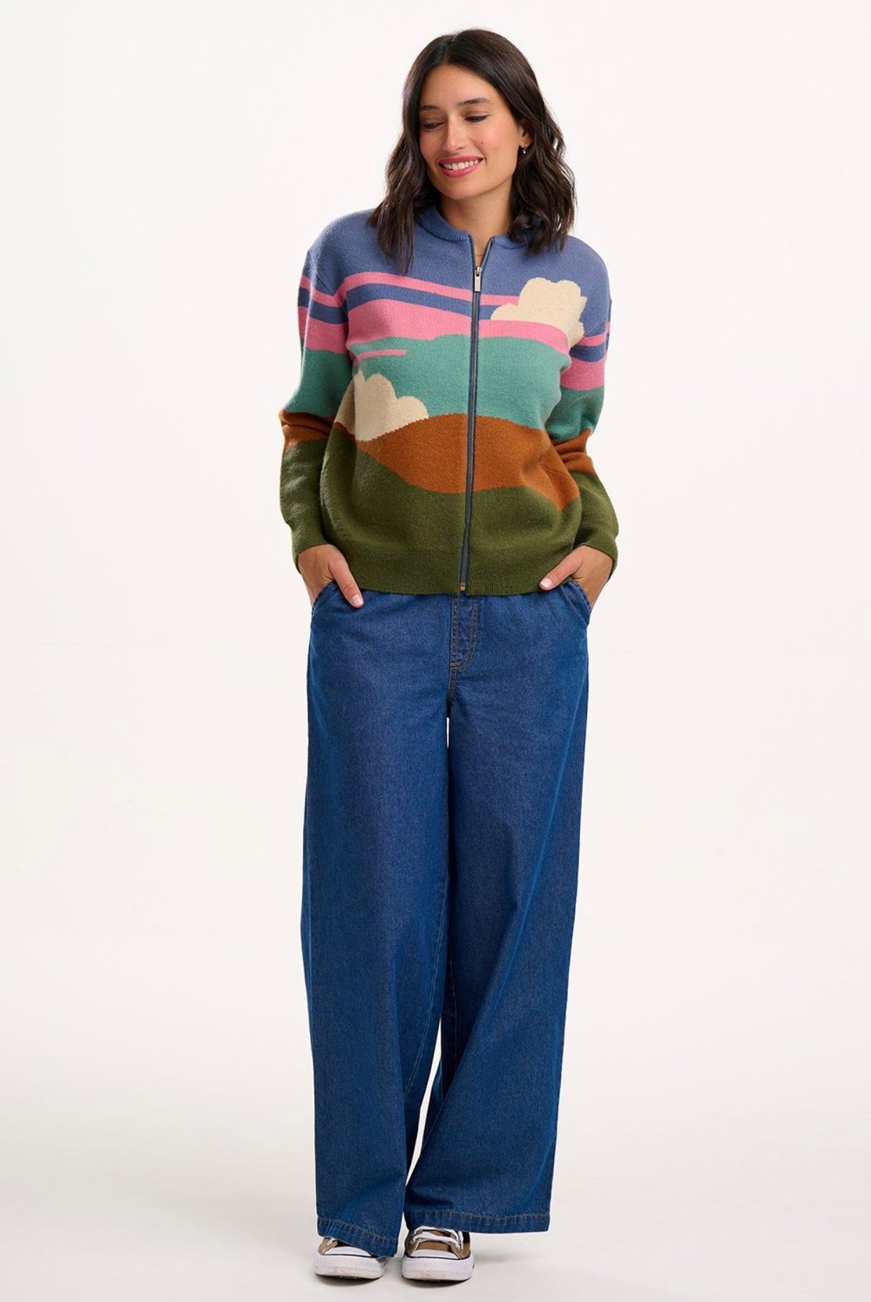 Sugarhill Brighton Solana Knitted Bomber - Multi, Cloudy Hills