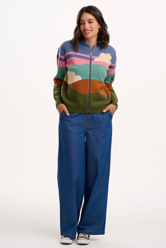 Sugarhill Brighton Solana Knitted Bomber - Multi, Cloudy Hills