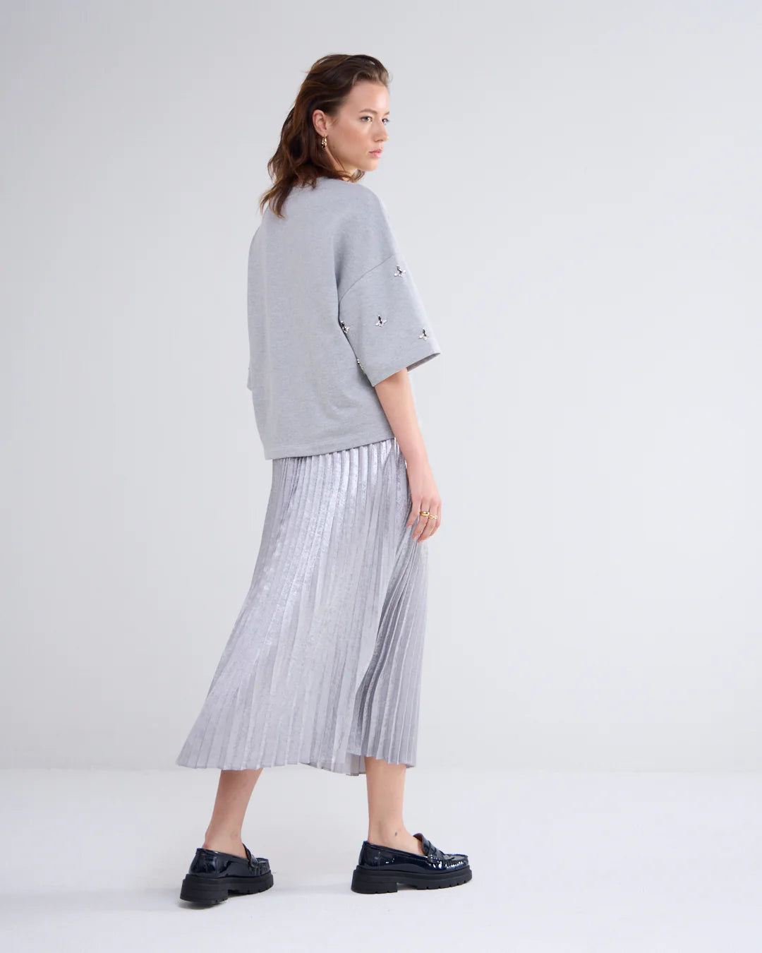 Summum Woman SILVER PLISSÉ SKIRT