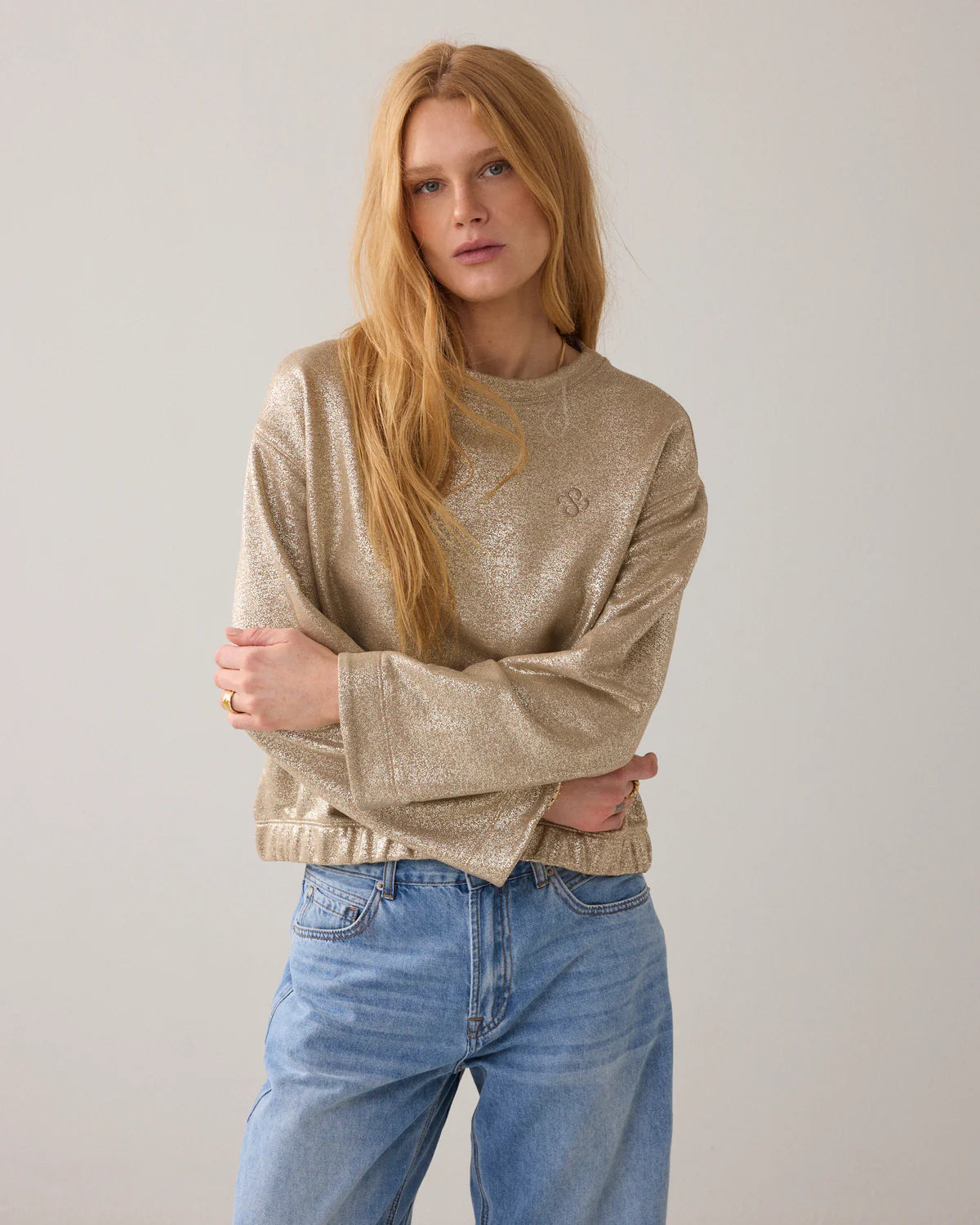 Summum Woman FOIL PRINT JUMPER WITH KIMONO SLEEVES