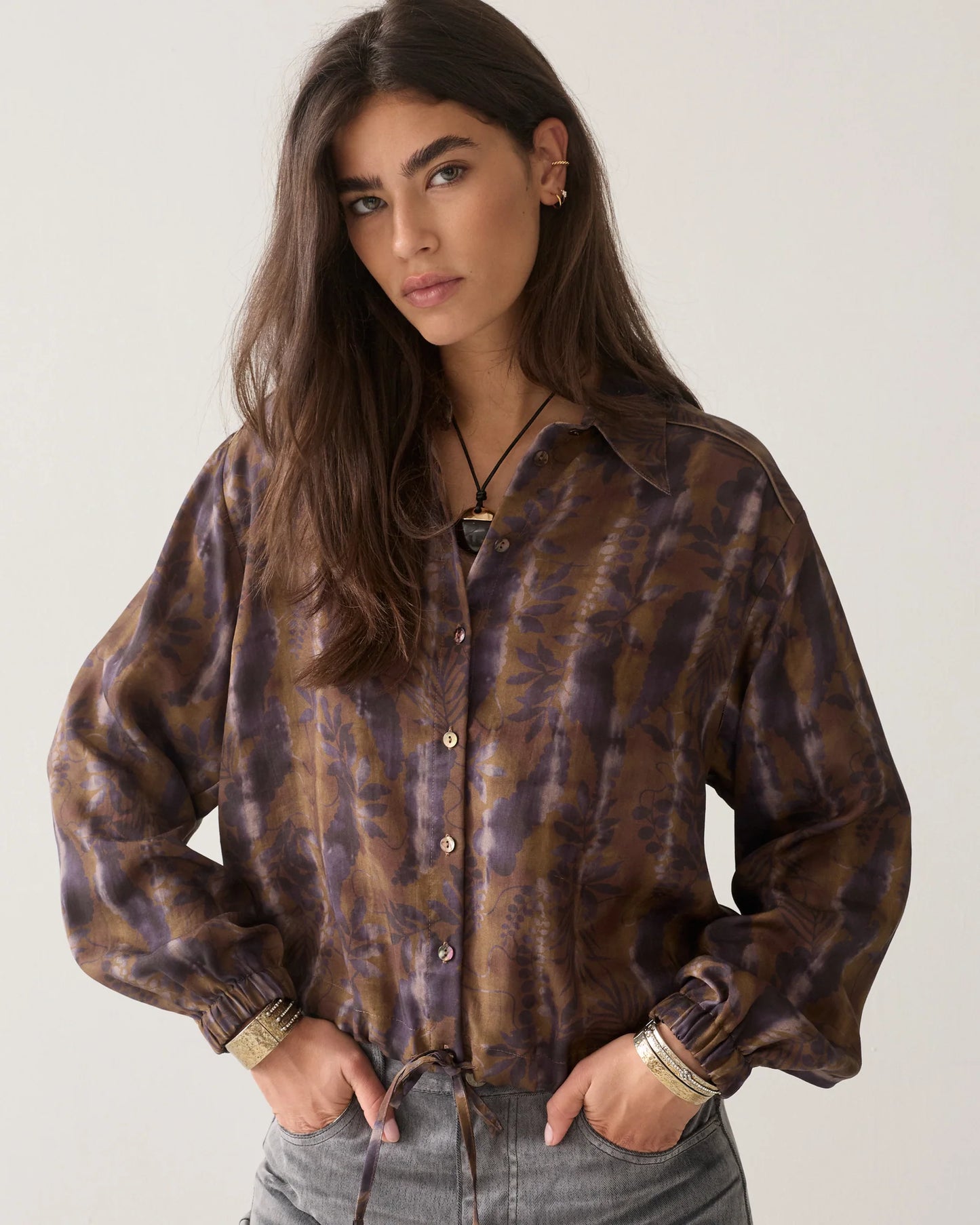 Summum Woman Misty flower cropped blouse