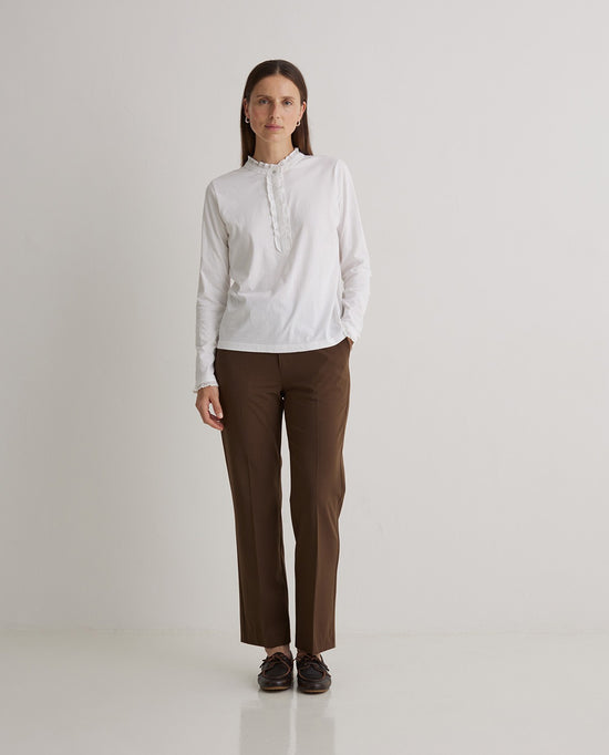 Yerse Navy  100% COTTON T-SHIRT WITH RUFFLES