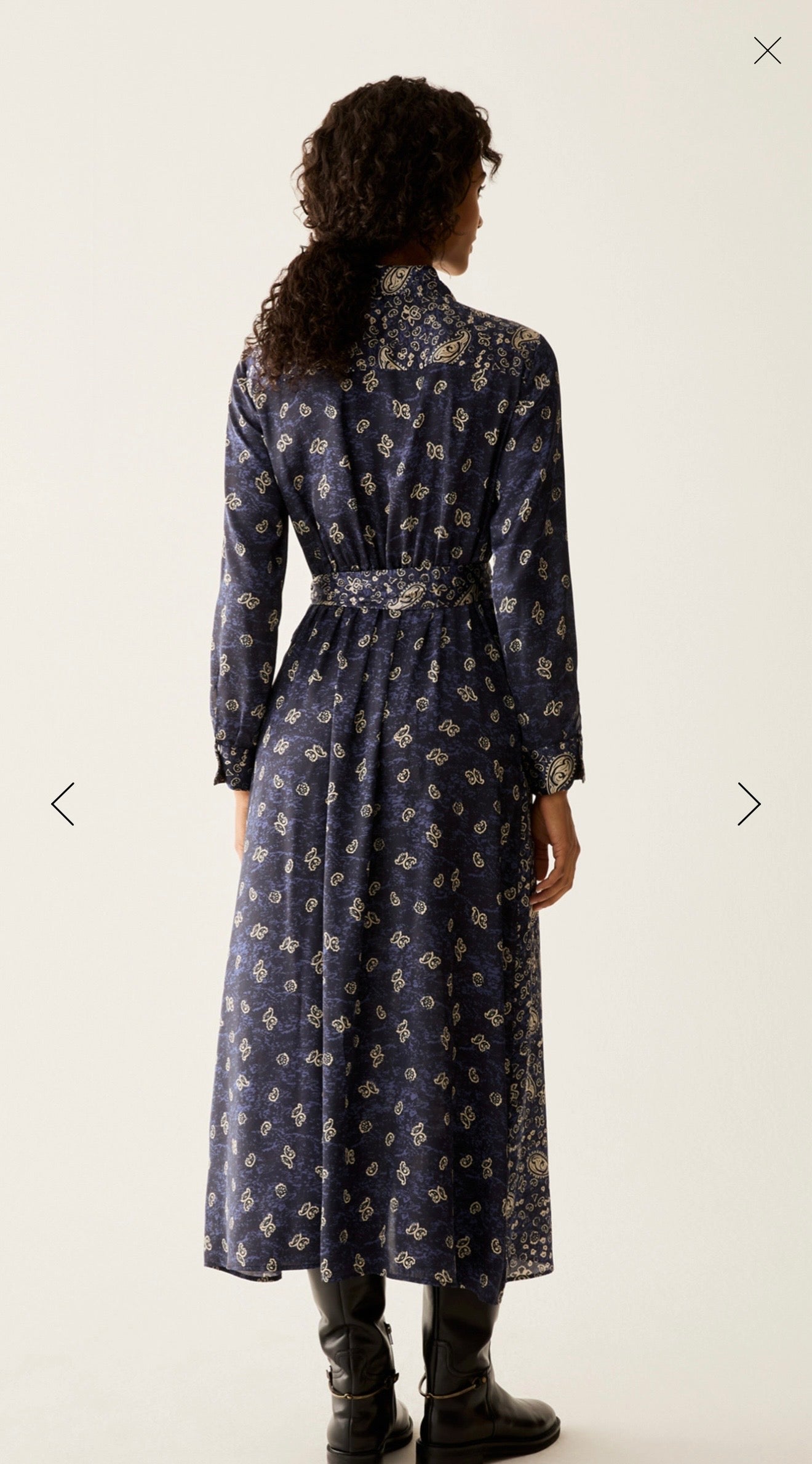 Pennyblack Paisley satin shirt dress - NAVY