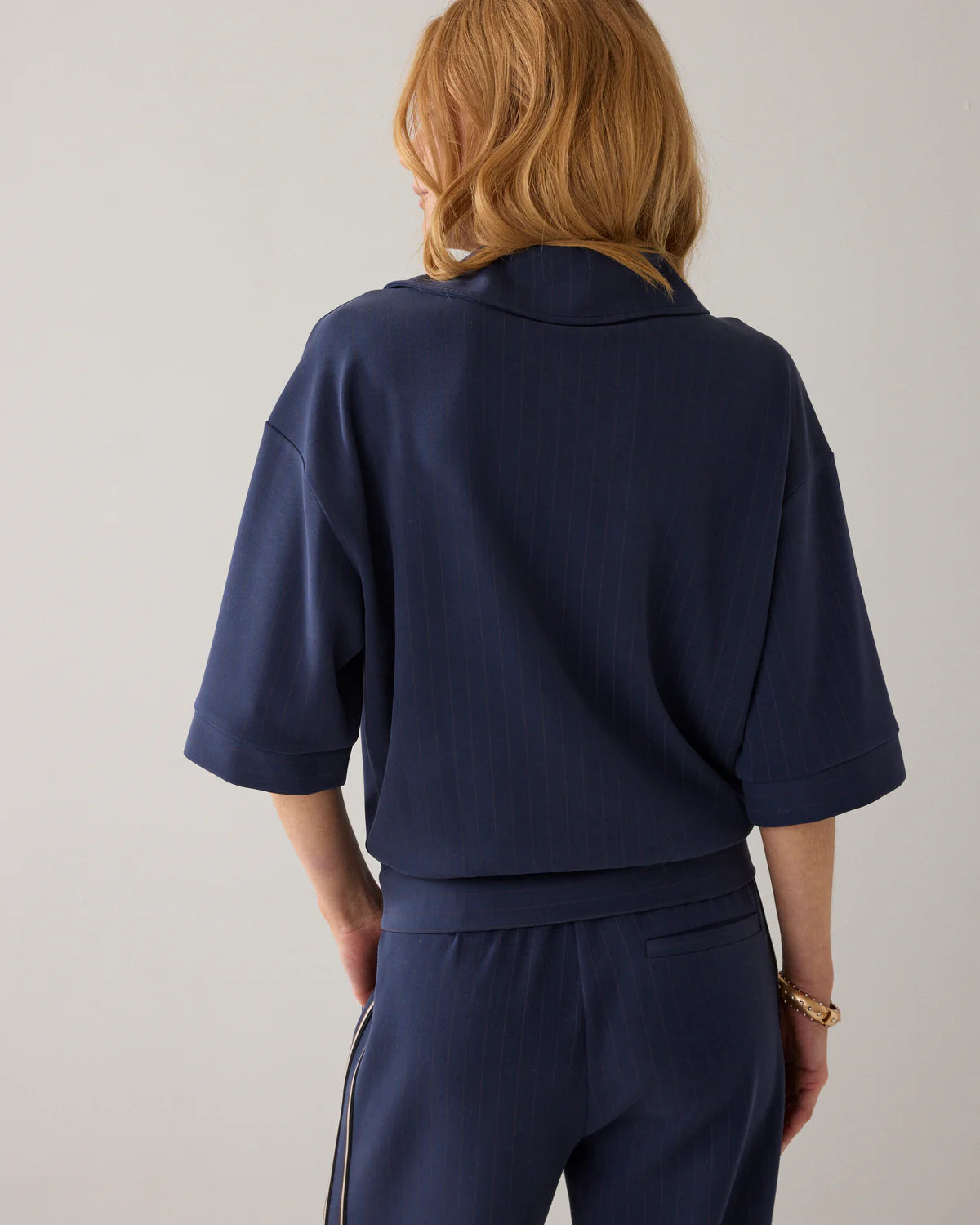 Summum Woman PINSTRIPE POLO SHIRT IN SOFT SCUBA FABRIC