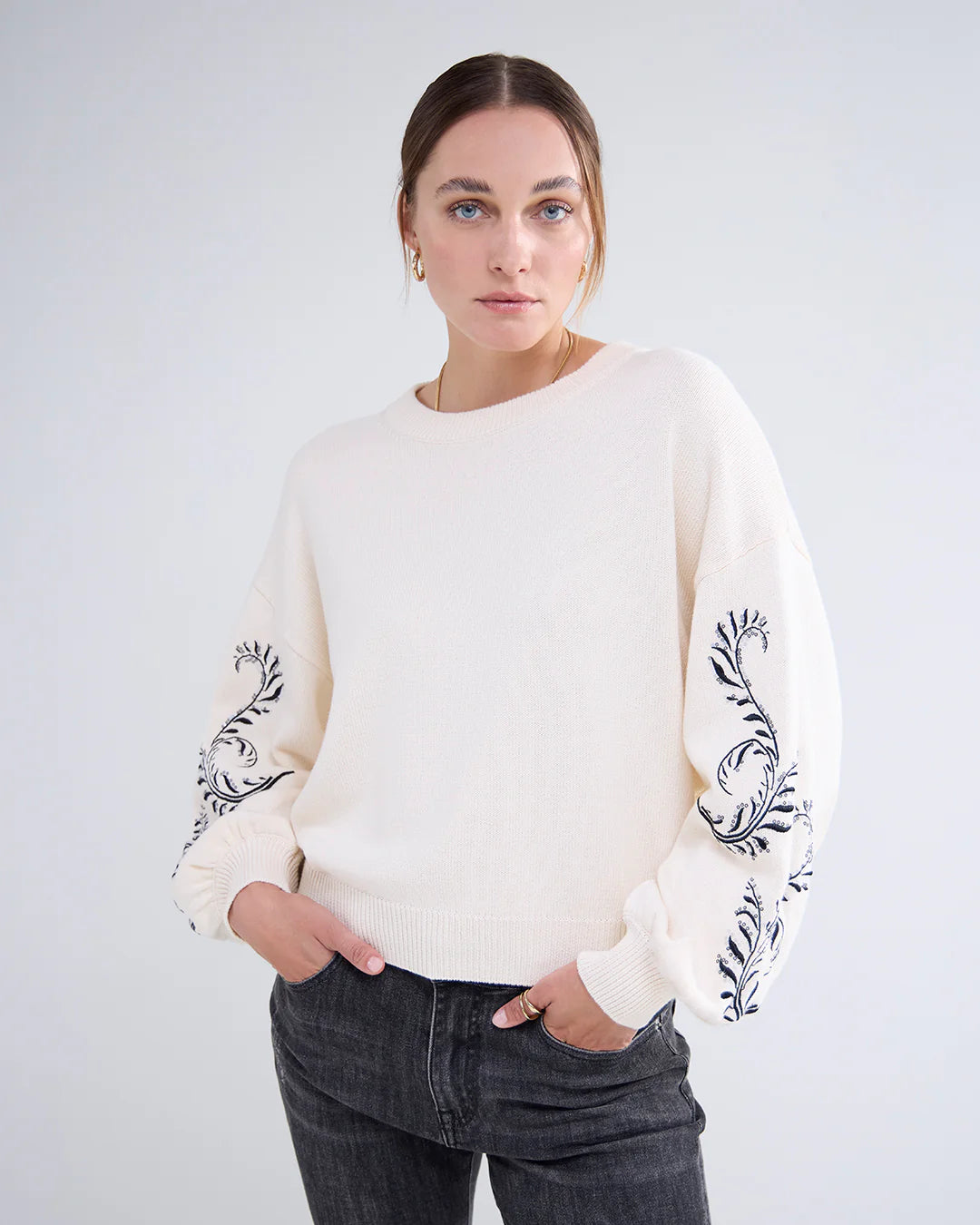 Summum Woman JUMPER WITH BOTANICAL EMBROIDERY