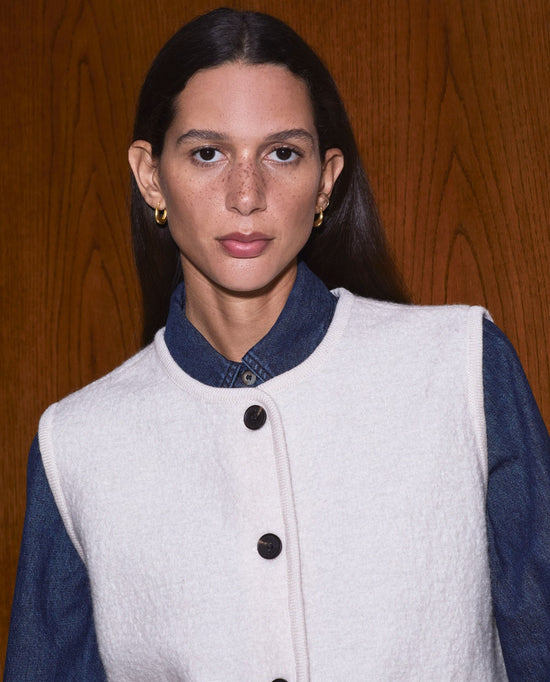 YERSE  Ecru wool-blend vest with pockets