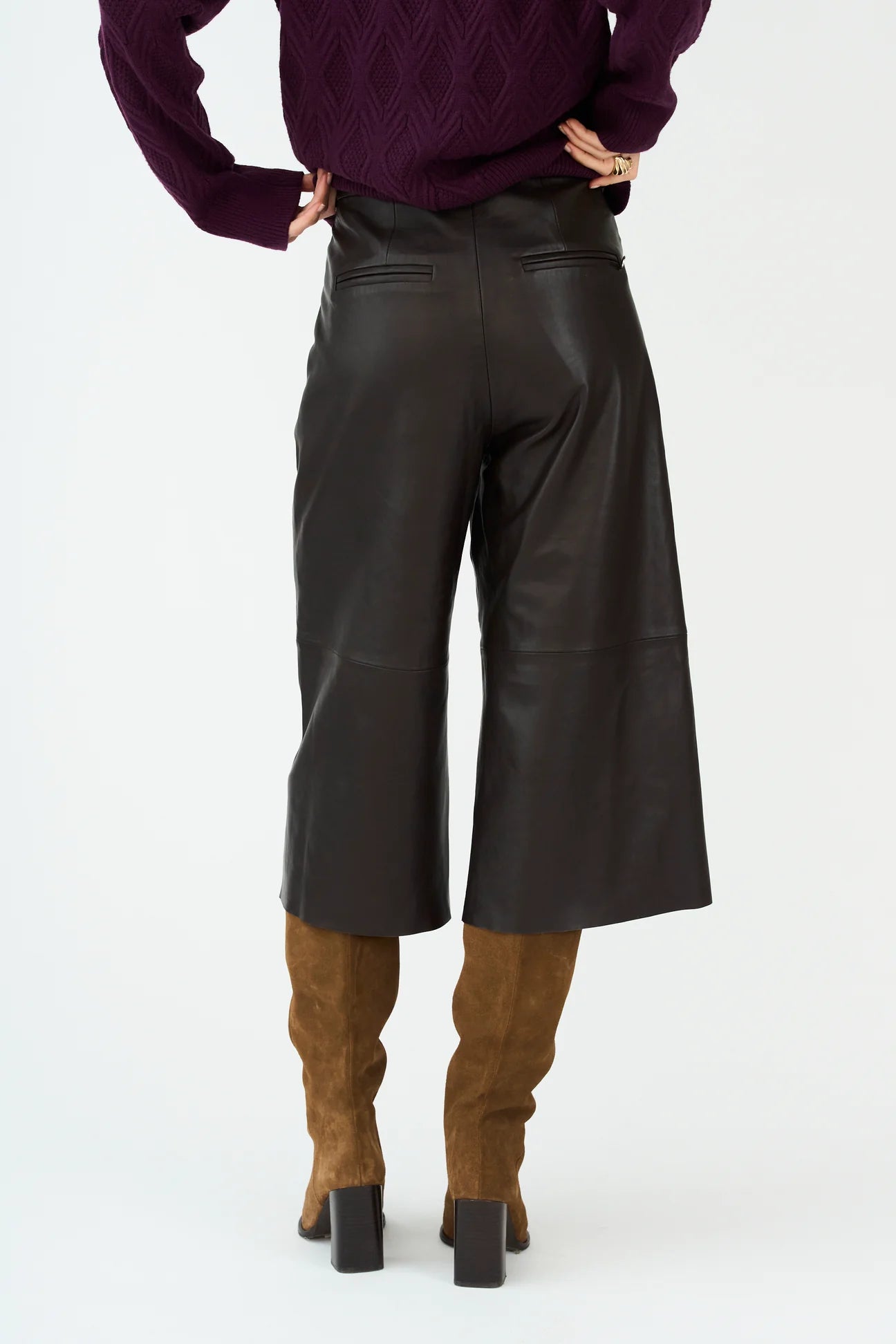 Pieszak PD-Lanni Leather Culotte Pant - Black Coffee