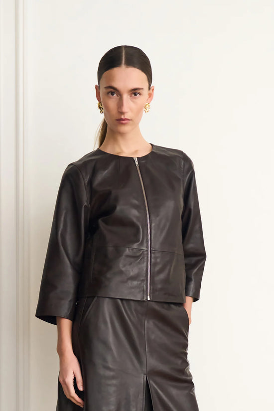 Pieszak PD-Lanni Leather 3/4 Sleeve Jacket - Black Coffee