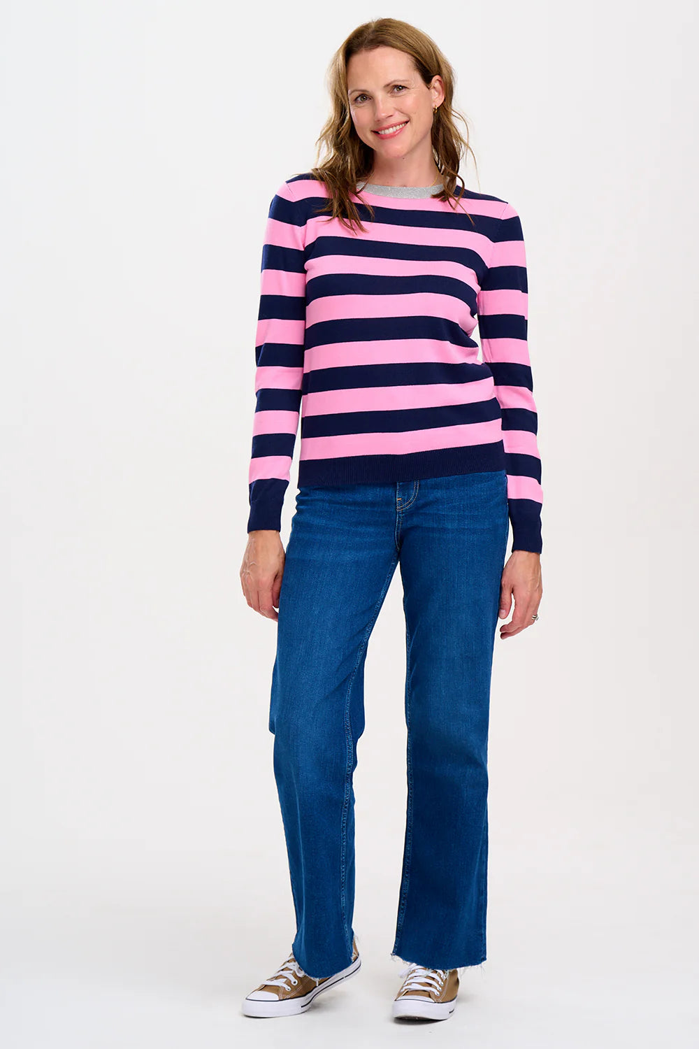 Sugarhill Brighton  Rowena Jumper - Navy/Pink, Silver Collar