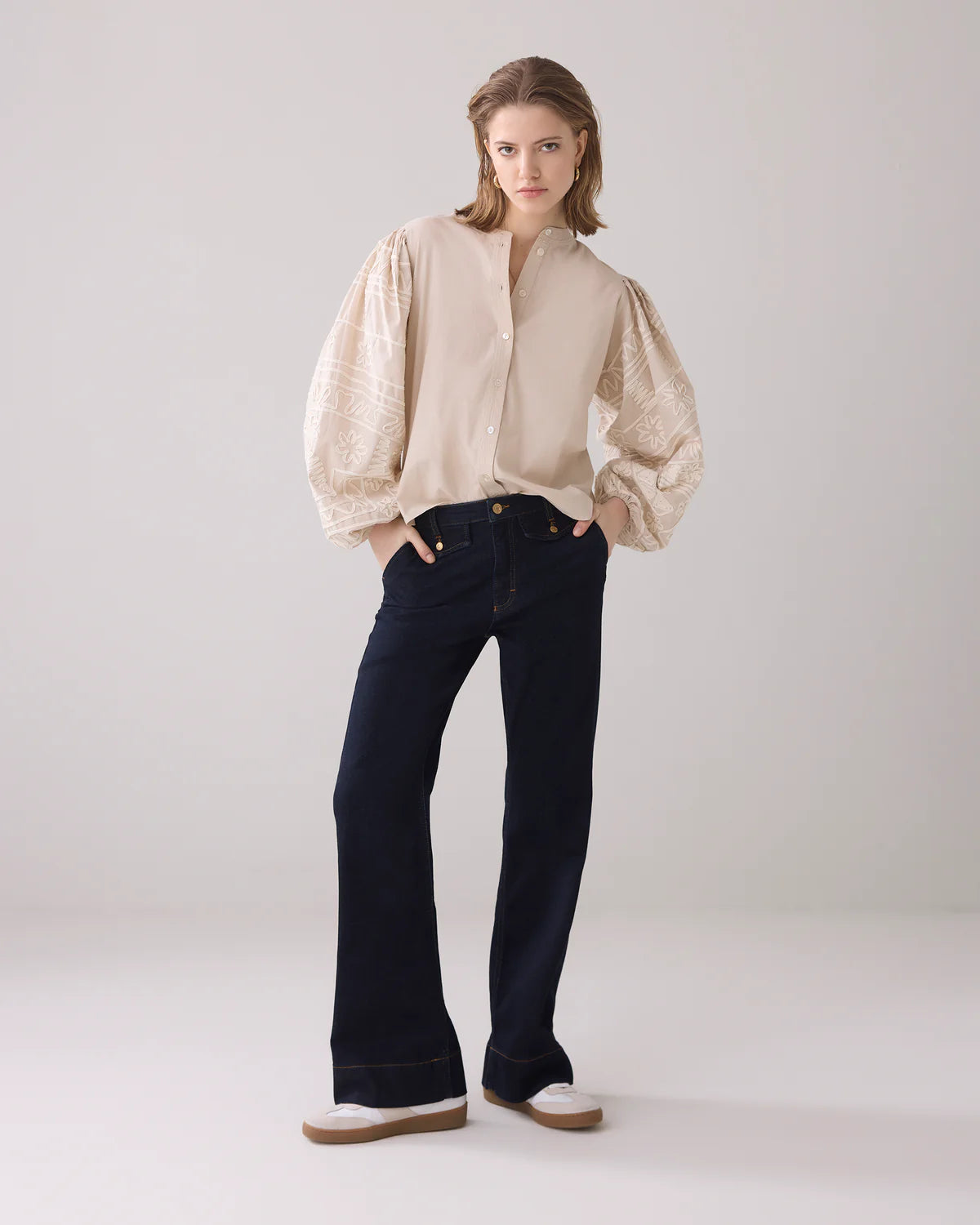 Summum Woman BLOUSE WITH EMBROIDERED SLEEVES