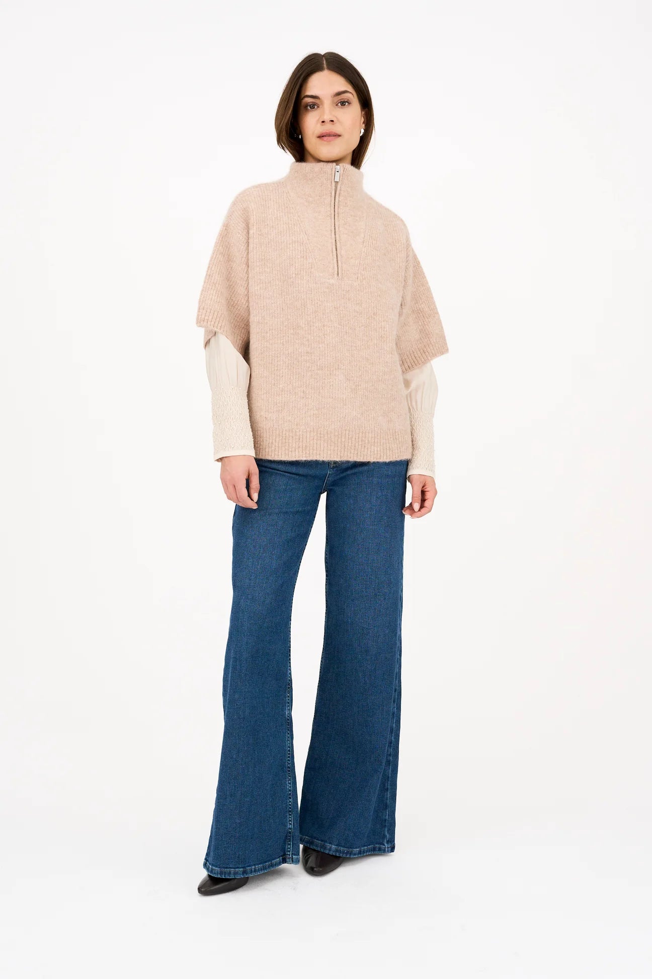 Pieszak PD-Zally Half Zip Knit - Warm Beige Melange