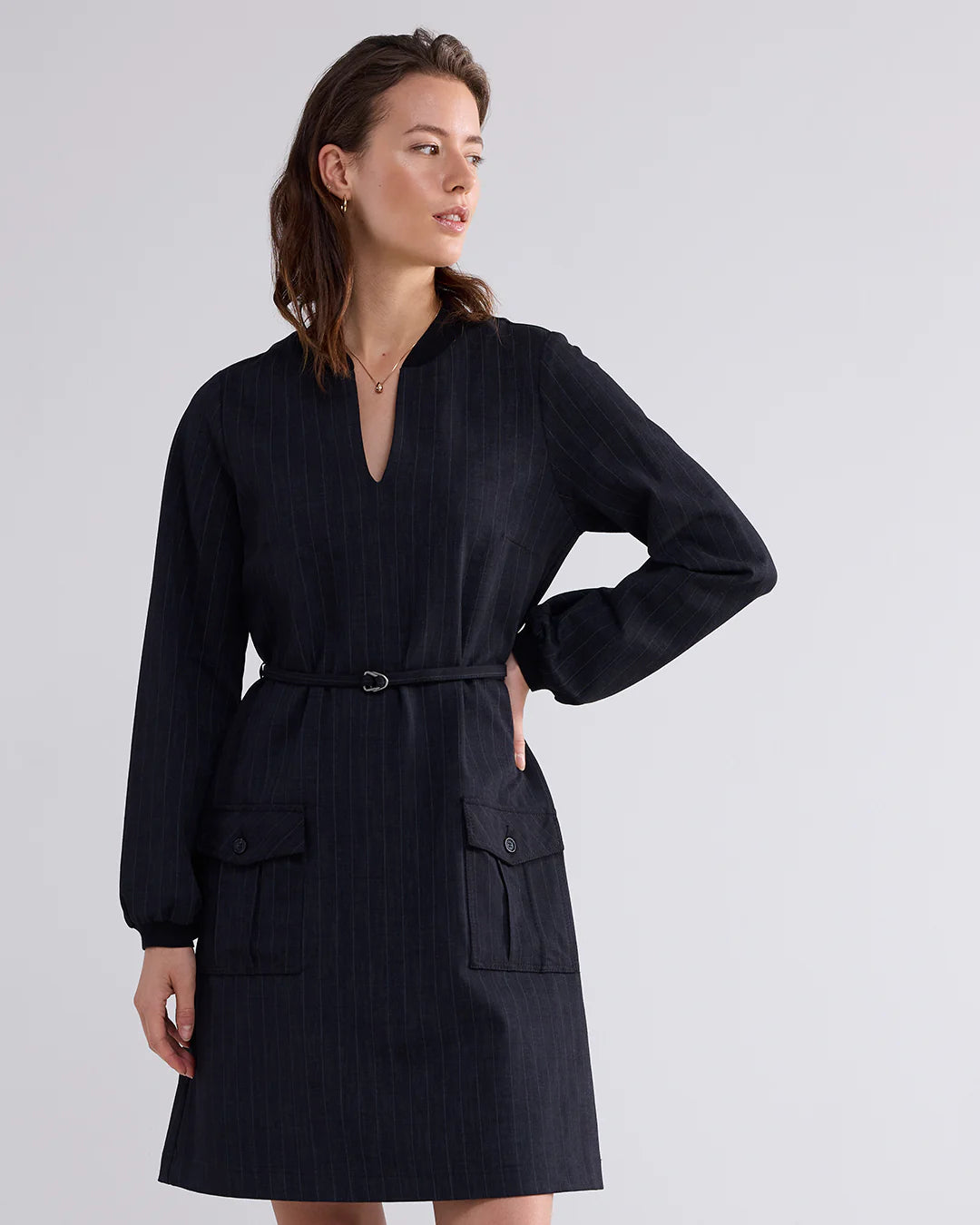 Summum Woman PINSTRIPE DRESS navy