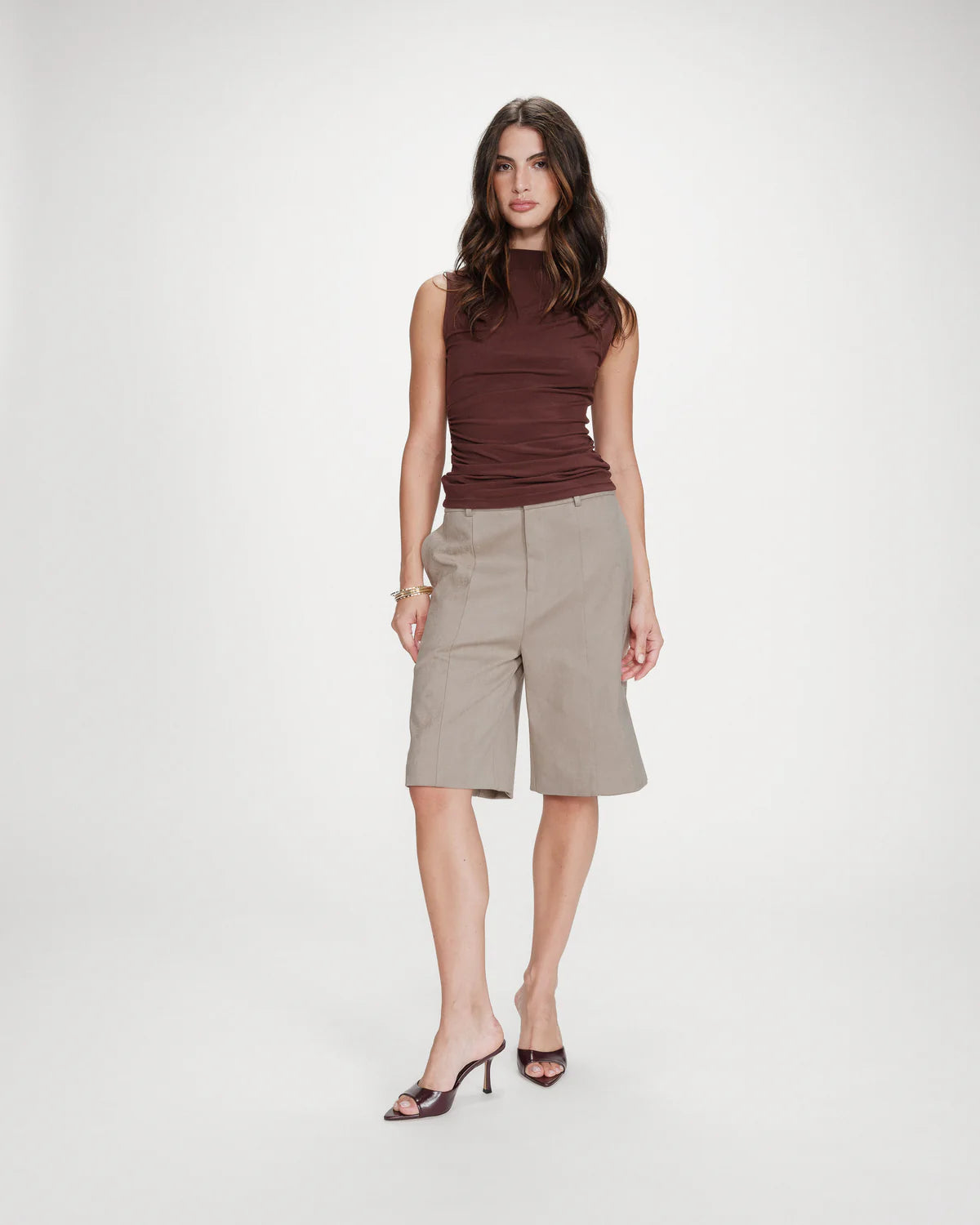 Grace And Mila DRAPED SLEEVELESS TOP CHOCOLAT VALLEY