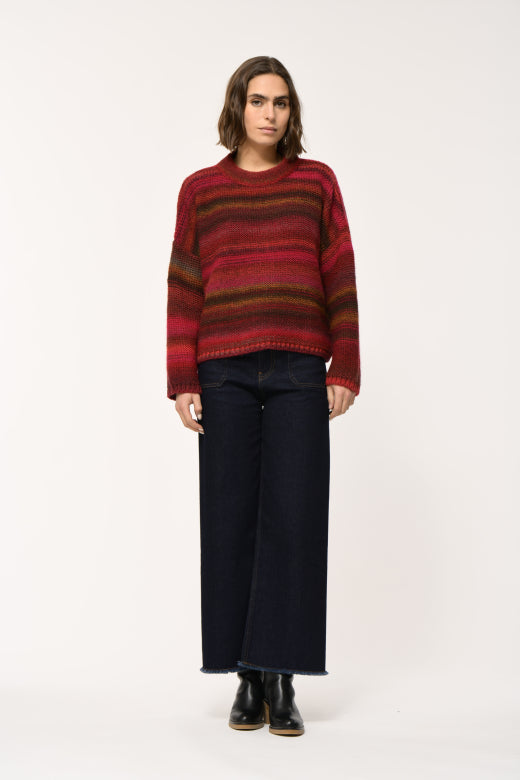 La Fee Maraboutee Oversized blue and brown striped wool jumper