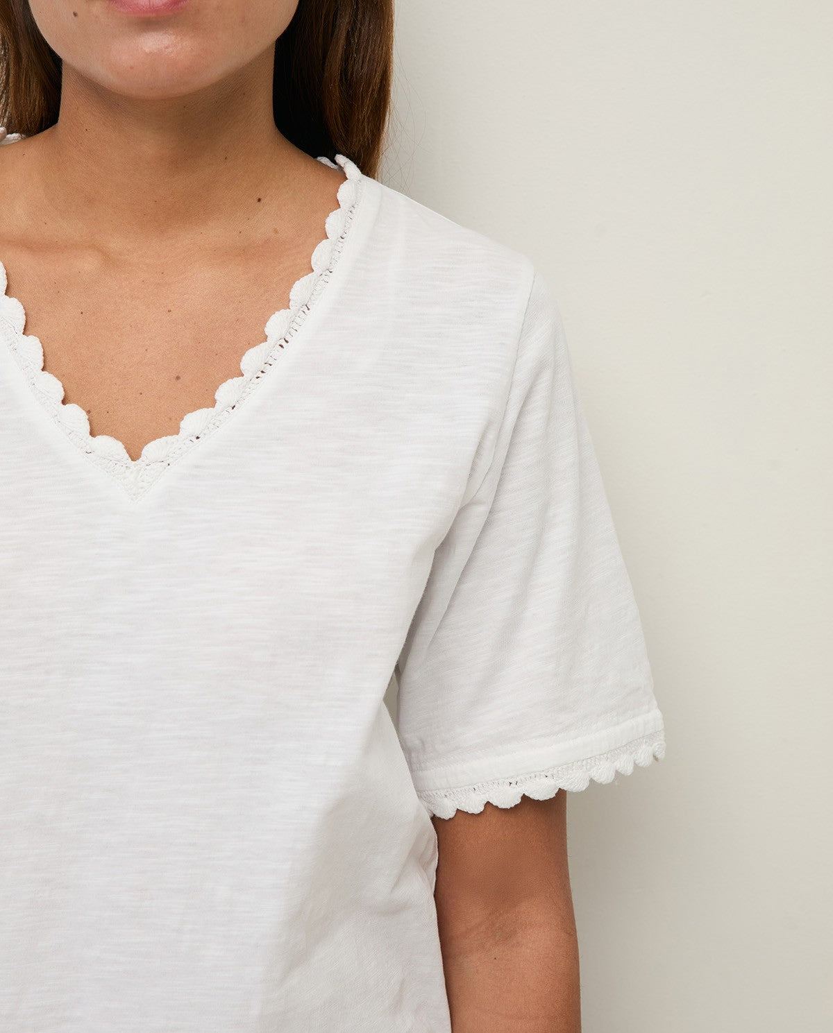 Yerse T-SHIRT WITH CROCHET ACCENTS/Blue